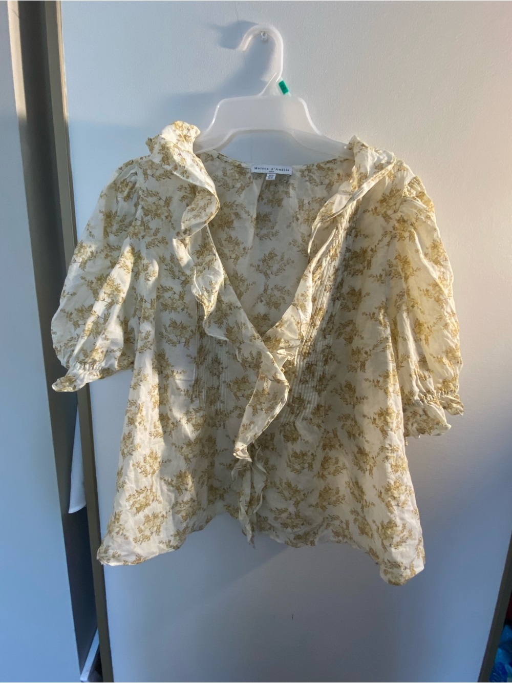 Zimmermann Cream & Yellow Floral Ruffle Blouse